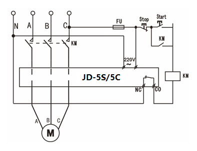 JD-5S/JD-5C智能電動機過載缺相保護(hù)器接線圖